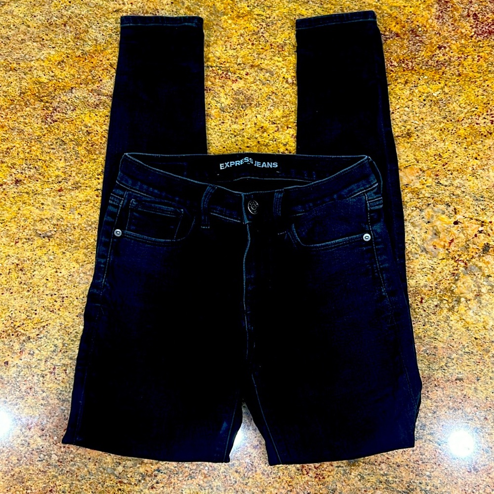 Black Express Jeans. Size 4r. Zipper. Straight leg